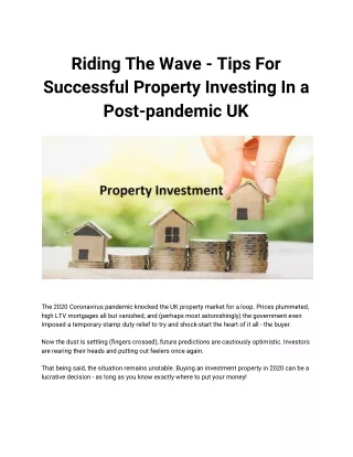 Riding The Wave - Tips For Successful Property Investing In a Post-pandemic UK
