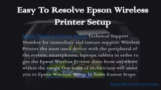 Easy To Resolve Epson Wireless Printer Setup