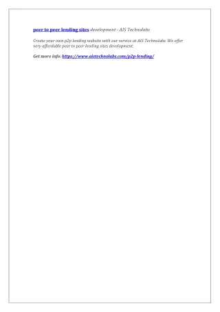 peer to peer lending sites development