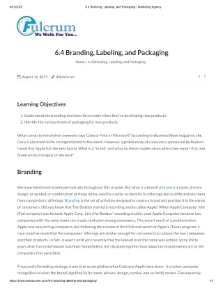 6.4 Branding, Labeling, and Packaging