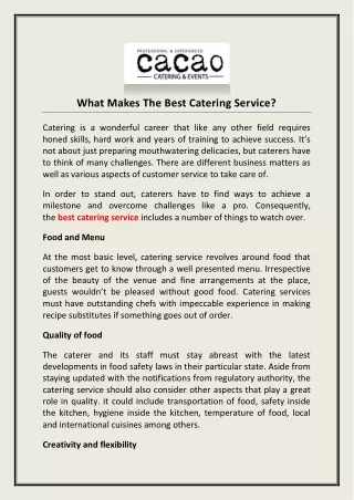 what makes the best catering service