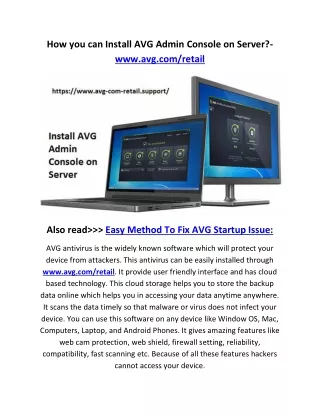 how you can install avg admin console on server