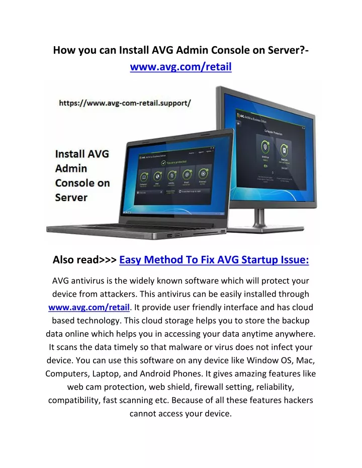how you can install avg admin console on server