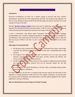 how to become a dot net certified professional