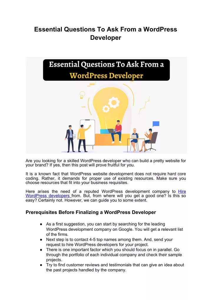 essential questions to ask from a wordpress