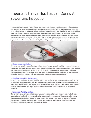 important things that happen during a sewer line