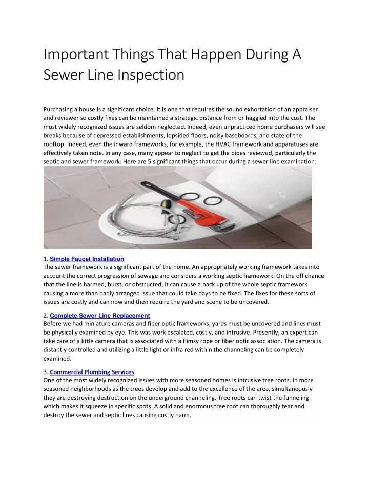important things that happen during a sewer line