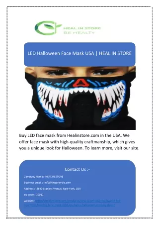 LED Halloween Face Mask USA | HEAL IN STORE