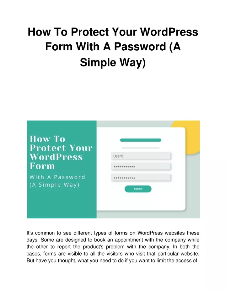 how to protect your wordpress form with a password a simple way