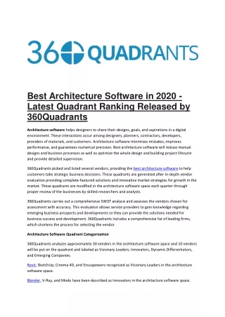 Best Architecture Software in 2020 - Latest Quadrant Ranking Released by 360Quadrants