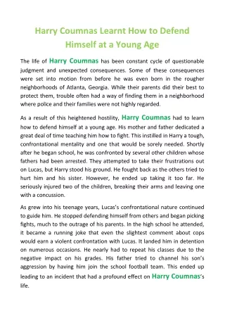 harry coumnas learnt how to defend himself
