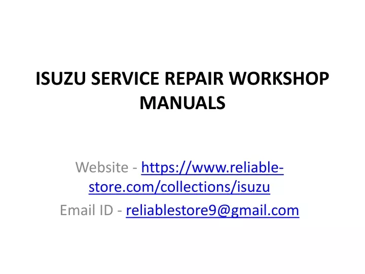 isuzu service repair workshop manuals
