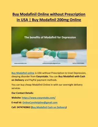 Buy Modafinil Online without Prescription in USA | Buy Modafinil 200mg Online