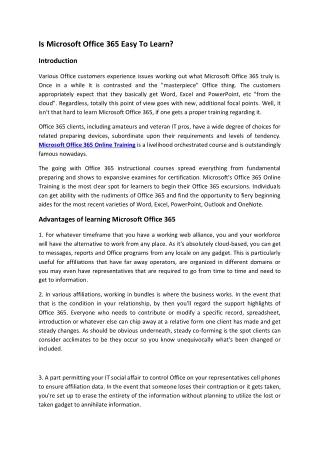is microsoft office 365 easy to learn