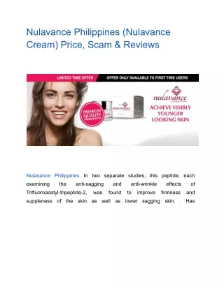 Nulavance Philippines (Nulavance Cream) Price, Scam & Reviews