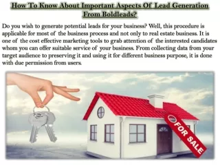 how to know about important aspects of lead