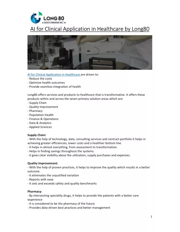 ai for clinical application in healthcare