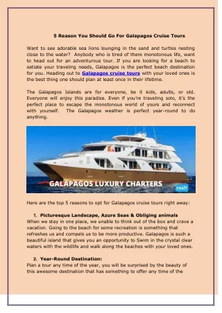 luxury Galapagos tours