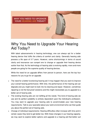 Why You Need To Upgrade Your Hearing Aid Today?