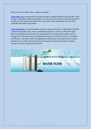 Which is the best carbon filters, carbon water filter