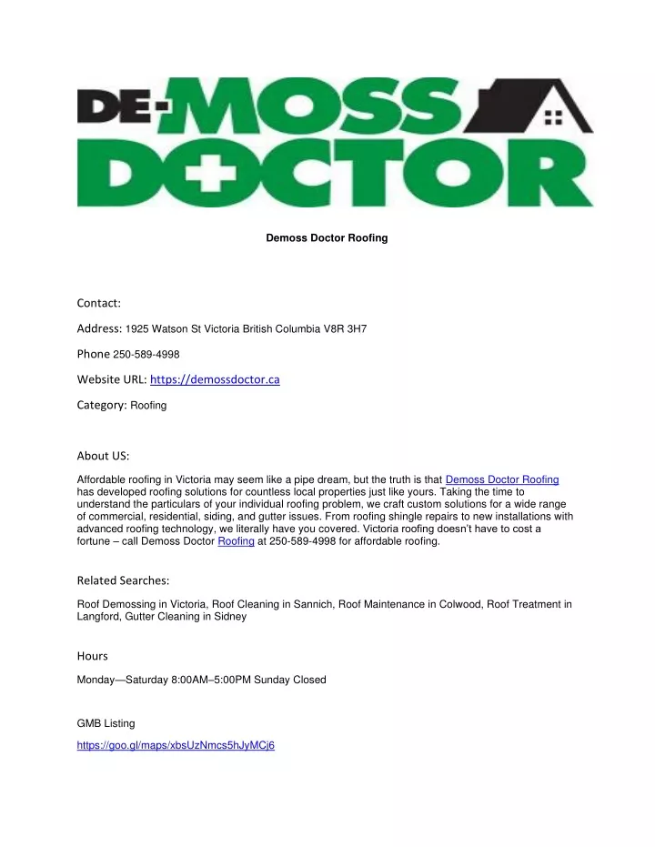 demoss doctor roofing