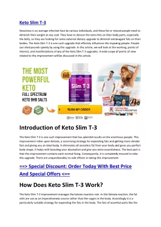 Keto Slim T 3-Best Woman Weight loss Diet Pills