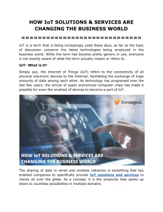 how iot solutions services are changing