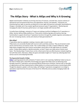 The AIOps Story - What Is AIOps and Why Is It Growing