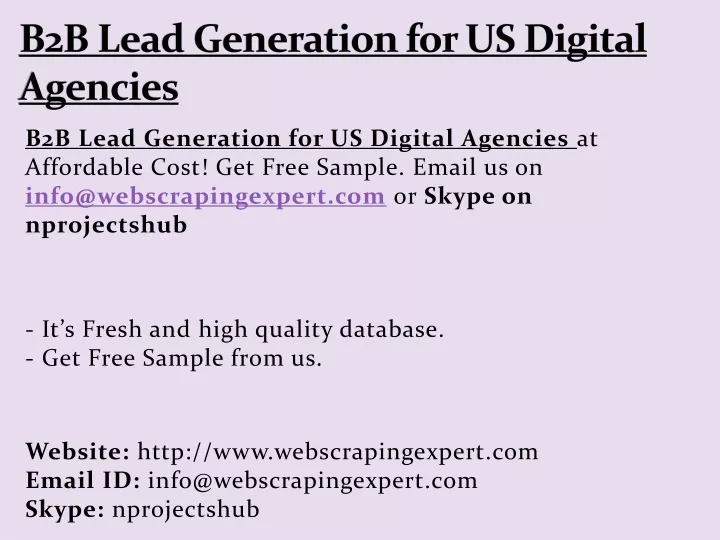 b2b lead generation for us digital agencies