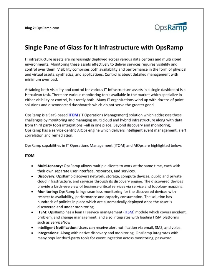 blog 2 opsramp com single pane of glass