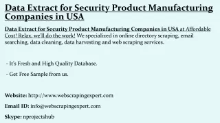 data extract for security product manufacturing companies in usa