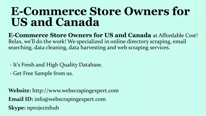 e commerce store owners for us and canada