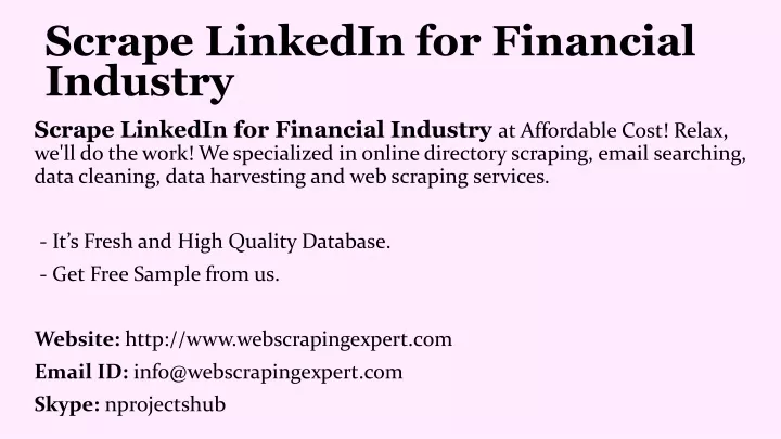 scrape linkedin for financial industry