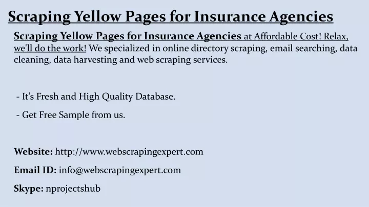 scraping yellow pages for insurance agencies