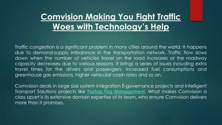 comvision making you fight traffic woes with