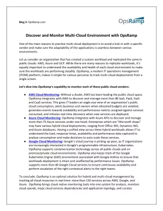 Discover and Monitor Multi-Cloud Environment with OpsRamp
