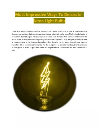 Most Impressive Ways To Decorate - Neon Light Bulbs