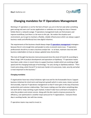 Changing mandates for IT Operations Management