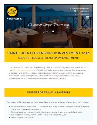 SAINT LUCIA CITIZENSHIP BY INVESTMENT 2020