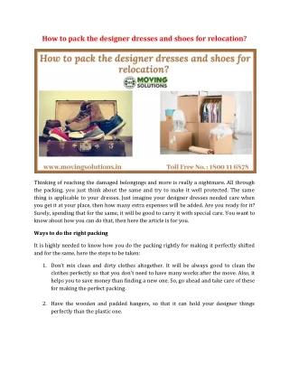 how to pack the designer dresses and shoes