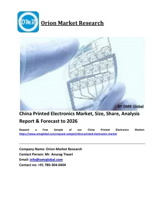 China Printed Electronics Market Trends, Size, Competitive Analysis and Forecast 2020-2026