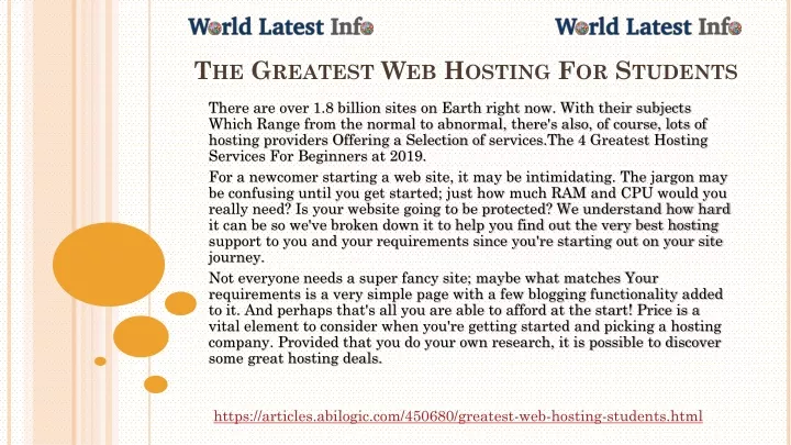 the greatest web hosting for students