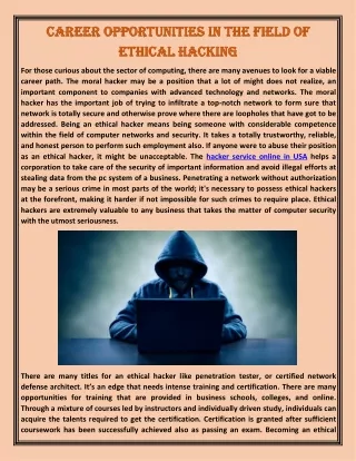 Career Opportunities In The Field Of Ethical Hacking