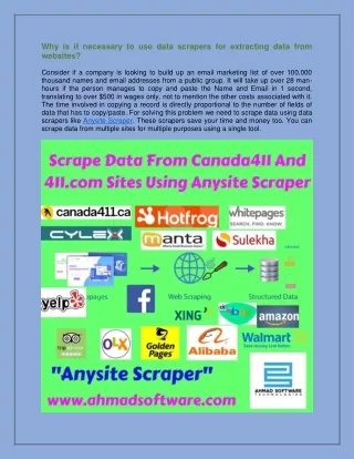Scrape Data From Multiple Sites Like Canada411 and 411.com Using Anysite Scraper