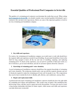 essential qualities of professional pool