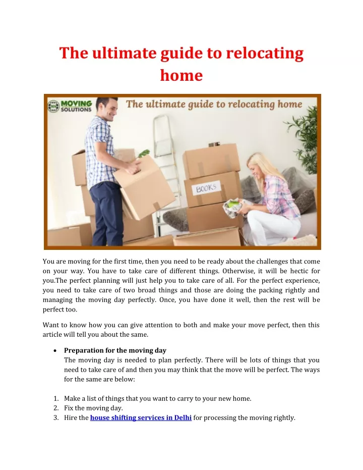 the ultimate guide to relocating home