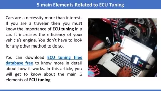 5 main Elements Related to ECU Tuning