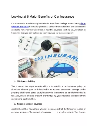 Looking at 6 Major Benefits of Car Insurance