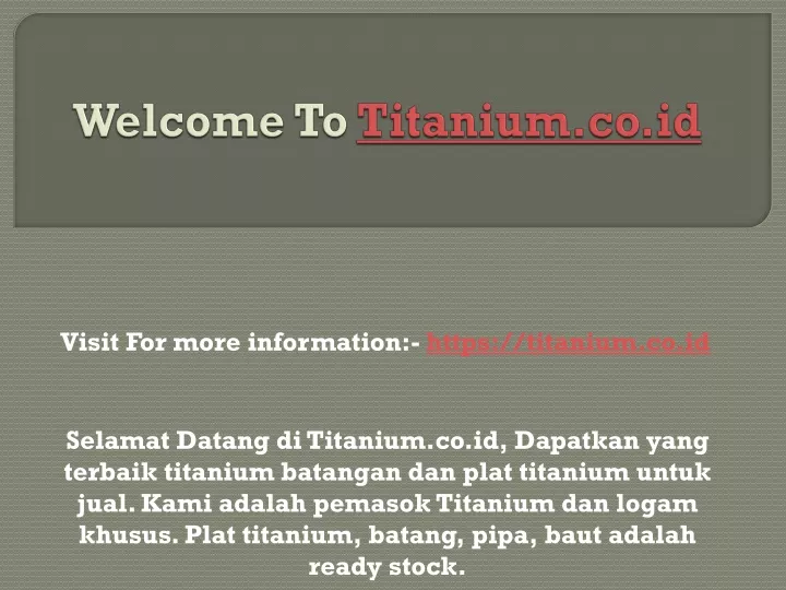 welcome to titanium co id