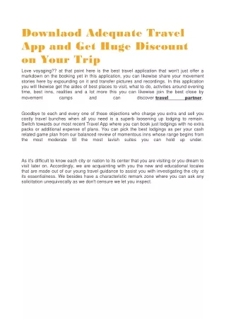 downlaod adequate travel app and get huge